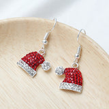 "Ladies' Cute Santa Hat Earrings | Fawn Zirconia Christmas Studs - Perfect Holiday Gift"