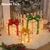 Shenzhi Tech 3 Pcs LED Gift Box Lights, Battery-powered Dimmable Christmas Decoration DIY Night Light - Perfect For Christmas New Years Day