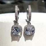Luxury Square Shaped Dangle Earrings - Full Shiny Zircon Inlaid, Cute Banquet Ear Ornaments with Elegant Design, Hypoallergenic and Nickel-Free, Perfect for Formal Occasions and Everyday Wear