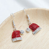 "Ladies' Cute Santa Hat Earrings | Fawn Zirconia Christmas Studs - Perfect Holiday Gift"