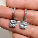 Luxury Square Shaped Dangle Earrings - Full Shiny Zircon Inlaid, Cute Banquet Ear Ornaments with Elegant Design, Hypoallergenic and Nickel-Free, Perfect for Formal Occasions and Everyday Wear