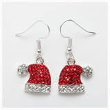 "Ladies' Cute Santa Hat Earrings | Fawn Zirconia Christmas Studs - Perfect Holiday Gift"