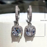 Luxury Square Shaped Dangle Earrings - Full Shiny Zircon Inlaid, Cute Banquet Ear Ornaments with Elegant Design, Hypoallergenic and Nickel-Free, Perfect for Formal Occasions and Everyday Wear