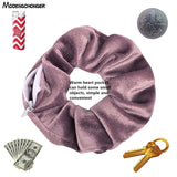 1 Piece Fashionable Velvet Elasticated Hair Scrunchie Style Purse With Zipper Hair Band Hair Accessory