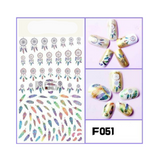 1 Sheet Dream Catcher Colourful 3D Feather Windmill Design Nail Art Sticker