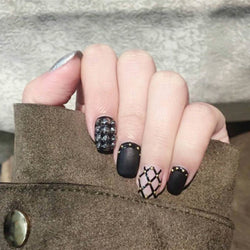 White & Black Gradient Marble Effect Nail Art Sticker