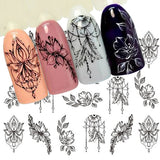 1 Sheet Water Nail Art Decal Nail Art Stickers Lace, Flora & Feathers In A Choice Of Colour