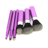 Retractable 6 Piece Travel Makeup Brush Set Beauty Tool Kit with Cover and Case