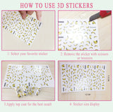 3D Embossed 1 Sheet Garden Flowers Nail Art Sticker Flower Adhesive Nail Art