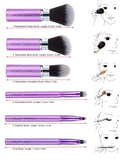 Retractable 6 Piece Travel Makeup Brush Set Beauty Tool Kit with Cover and Case