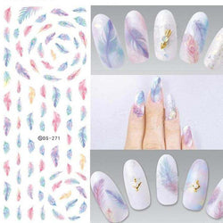 Colourful Feather Water Decals Gradient Nail Art Stickers