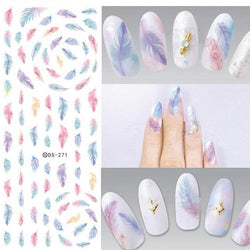 Colourful Feather Water Decals Gradient Nail Art Stickers