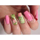 1 Sheet Nail Art Water Decals Chic Floral Transfer Sticker Tattoo DecaA quality Nail Art Decal that comes in a variety of colours and designs.This pattern is a pretty Pink &amp; Green Floral design.
Suitable for fingers and toes and grlavishhairandbeauty.com1 Sheet Nail Art Water Decals Chic Floral Transfer Sticker Tattoo Decals