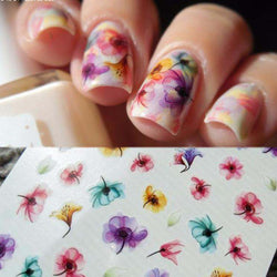 1 Sheet Gradient Nail Art Water Decals Transfer Stickers In Colorful Fantasy Flowers