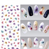 1 Sheet Gradient Nail Art Water Decals Transfer Stickers In Colorful Fantasy Flowers