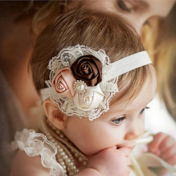 Roses With Lace & Imitation Pearl Headband Hair AccessoryA Cute Roses With Lace &amp; Imitation Pearl Headband Hair Accessory.
Suitable fro newborn baby girls to toddlers and even older children.This eleasticated headband lavishhairandbeauty.comLace & Imitation Pearl Headband Hair Accessory