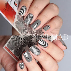Illusion Nail Art Water Decals Black Swirls Nail Art StickerA quality Nailmad Nail Art Decal that comes in a variety of colours and designs.This pattern is known as Illusion and is a stripped black and white swirl effect and lavishhairandbeauty.comIllusion Nail Art Water Decals Black Swirls Nail Art Sticker