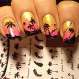 Black Coconut Palm Tree Sunset Nail Art Water Decals/Transfer Stickers