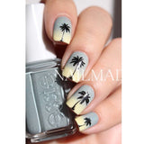 Black Coconut Palm Tree Sunset Nail Art Water Decals/Transfer Stickers