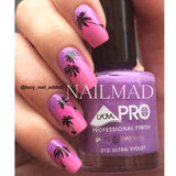 Black Coconut Palm Tree Sunset Nail Art Water Decals/Transfer Stickers
