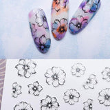 1 Sheet 3D Watercolor Fading Flower Decals Nail Art Stickers