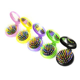 I Piece Round Travel Mini Compact Folding Massage HairbrushMulti Coloured Round Mini Travel Hair Brushes.Compact &amp; easily fold away.Perfect for your travels, handbags, children's sports bags  etc
Item Type: Massage Hairblavishhairandbeauty.comPiece Round Travel Mini Compact Folding Massage Hairbrush