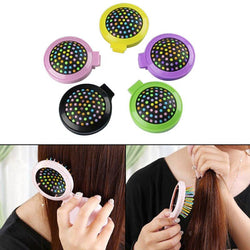 I Piece Round Travel Mini Compact Folding Massage Hairbrush