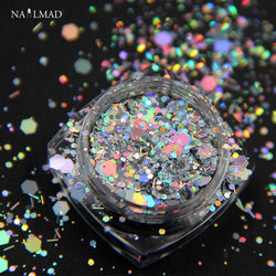 Nail Art Glitter Mix Hexagon Acrylic Glitter Nail Sequins With HolograA fabulous Nail Art Glitter Mix.
Hexagon shaped Acrylic Holographic Glitter Nail Art Sequins.Great decorations that are full of glitz and sparkle.A must for all naillavishhairandbeauty.comNail Art Glitter Mix Hexagon Acrylic Glitter Nail Sequins