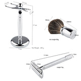 Luxury Men's Shaving Set With Soap Brush, Blade Razor, Stand Holder, Ceramic Shaving Soap Bowl