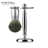 Luxury Men's Shaving Set With Soap Brush, Blade Razor, Stand Holder, Ceramic Shaving Soap Bowl