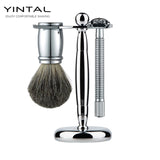 Luxury Men's Shaving Set With Soap Brush, Blade Razor, Stand Holder, Ceramic Shaving Soap Bowl