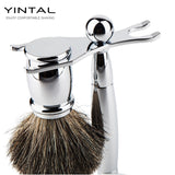 Luxury Men's Shaving Set With Soap Brush, Blade Razor, Stand Holder, Ceramic Shaving Soap Bowl