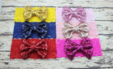 Childrens Big Sequined Bow with Lace Headband Hair Accessory