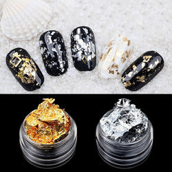 Gold & Silver Irregular Aluminum Foil Nail Art Stickers In 3D Glitter