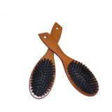 Natural Boar Bristle Anti-static Paddle Massage Hairbrush With Beech Wood Handle