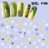 3D Embossed 1 Sheet Garden Flowers Nail Art Sticker Flower Adhesive Nail Art