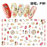 3D Embossed 1 Sheet Garden Flowers Nail Art Sticker Flower Adhesive Nail Art